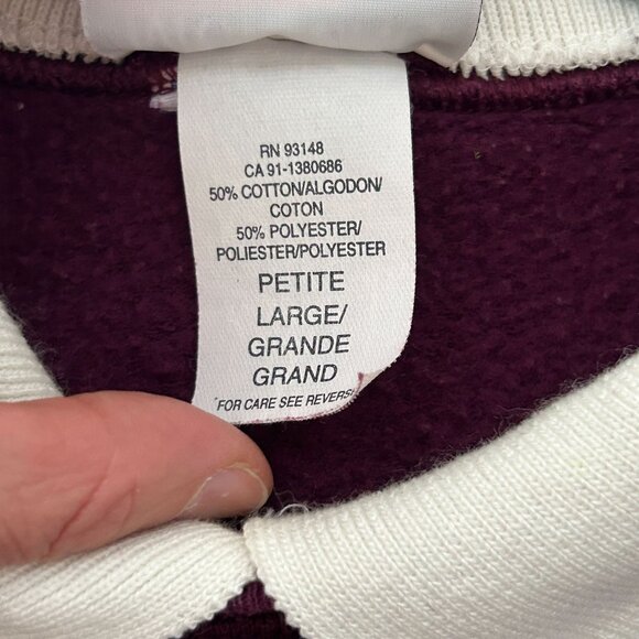 Vintage Morning Sun Sweatshirt Collared Purple Kitten Birds Grandmacore Petite L - Picture 7 of 14